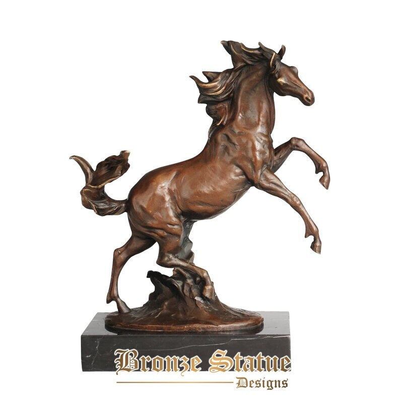 Bronzo animale scultura arte cavallo salto statua figurine splendidi regali di arredamento per la casa