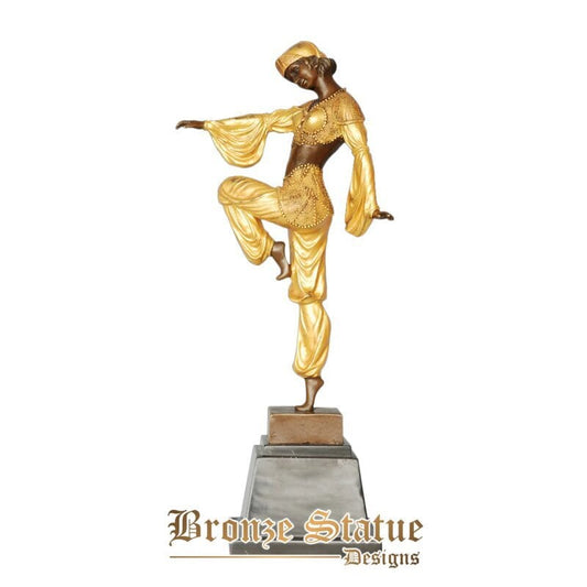 Classical woman dance statue sculpture hot cast bronze marble base living room hotel decoration