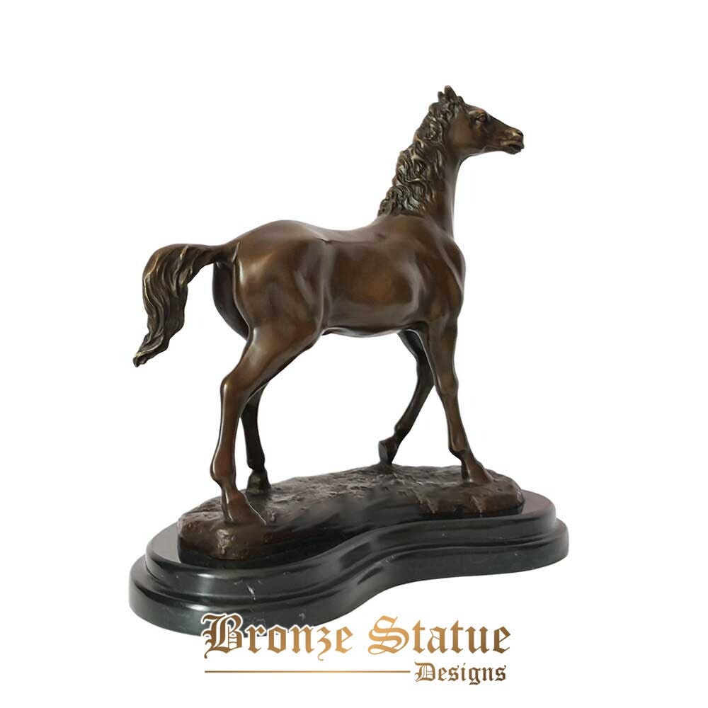 Standing arabian horse statue sculpture bronze animal figurine art for hotel office table decor high-end business present