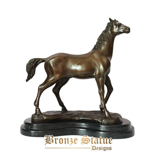 Standing arabian horse statue sculpture bronze animal figurine art for hotel office table decor high-end business present