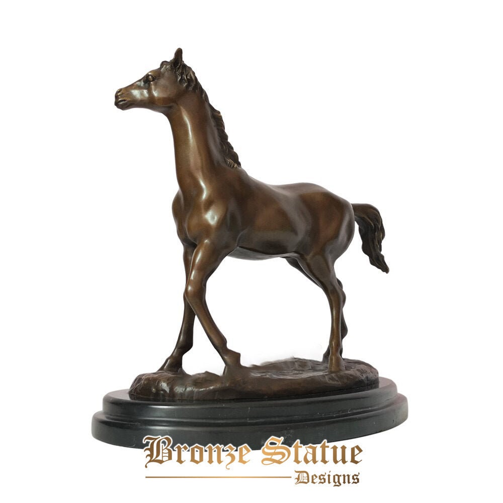 Standing arabian horse statue sculpture bronze animal figurine art for hotel office table decor high-end business present