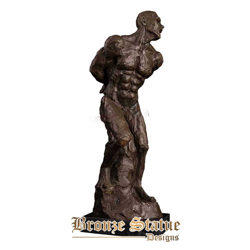 Shouting nude man bronze statue abstract naked sculpture male art gallery studio decoration