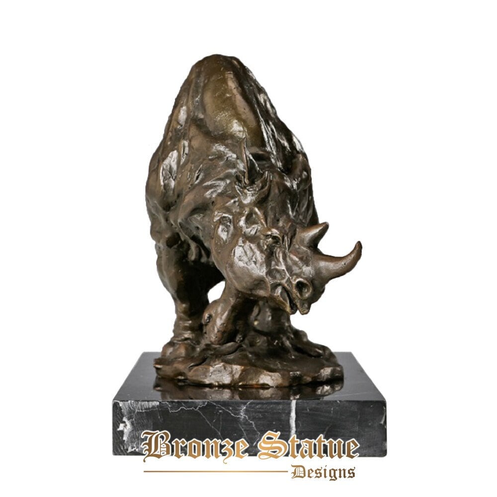 Wildlife sculpture rhinoceros statue hot cast bronze vintage wild animal figurine art high end indoor decoration ornaments