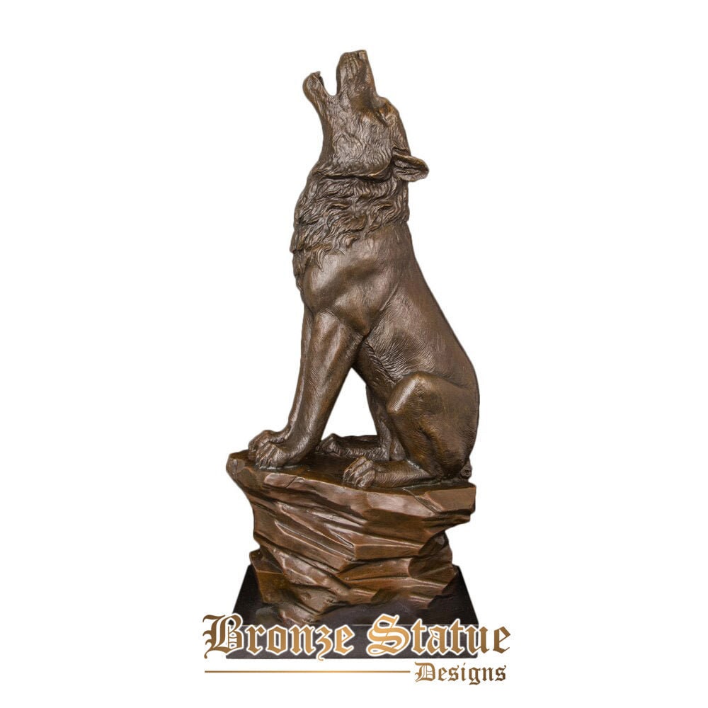Howling wolf bronze statue roaring wildlife animal sculpture vintage wolves art villa office home decor ornament large