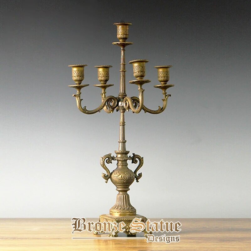 Europe vintage candlestick high-grade household decoration candle holder sculpture pure brass candleholder centerpiece figurine