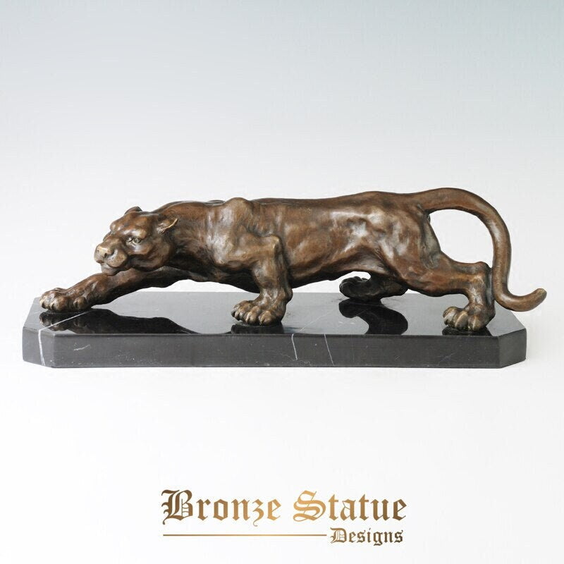 Bronze cheetah leopard statue wildlife animal sculpture art gorgeous business gift office desk decoration
