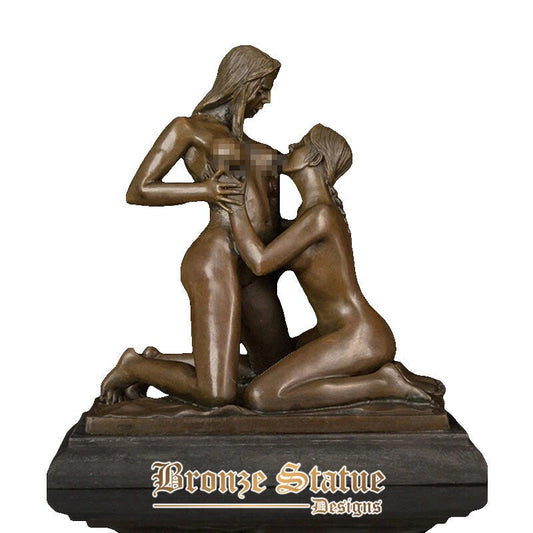 Artwork western bronze sculpture nude girl statue figurines christmas gifts