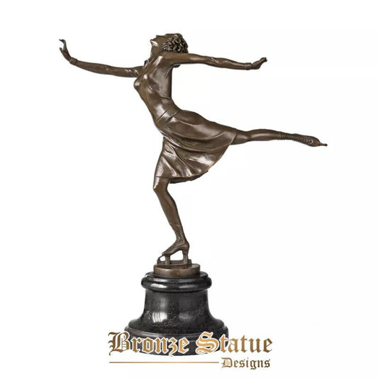 36 cm bronzo danza pattinaggio ragazza statua femminile ballerino di pattinaggio su ghiaccio figurine scultura arte regali decorazione della casa