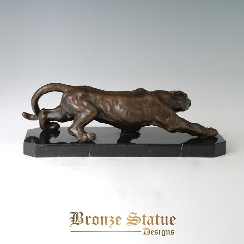 Bronze cheetah leopard statue wildlife animal sculpture art gorgeous business gift office desk decoration