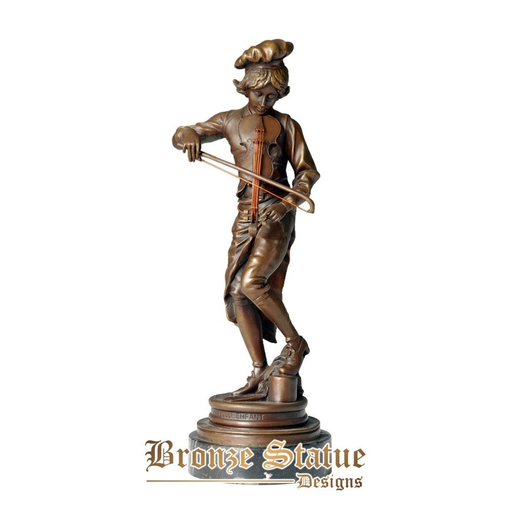 Female playing the violin bronze sculpture music woman violinist statue figurine vintage art home decoration