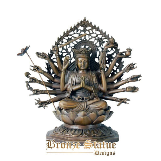 Buda estátua cundhi bodhisattva escultura de bronze budista estatueta cundhi mãe buda tibetano abençoar decoração