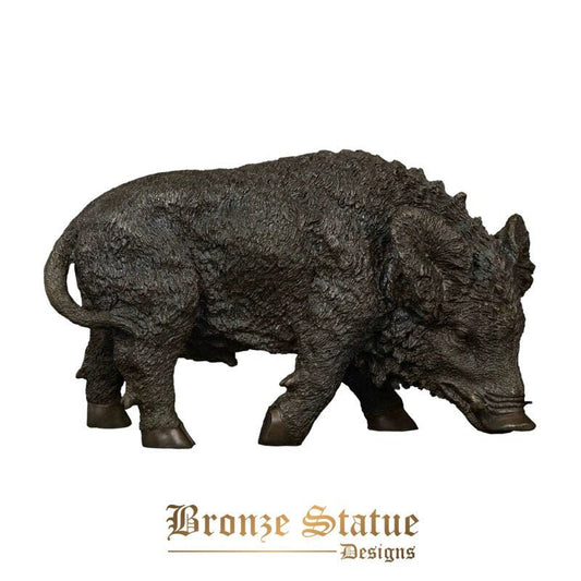 Wild boar pure bronze statue animal sculpture wildlife pig art home living room decor ornament