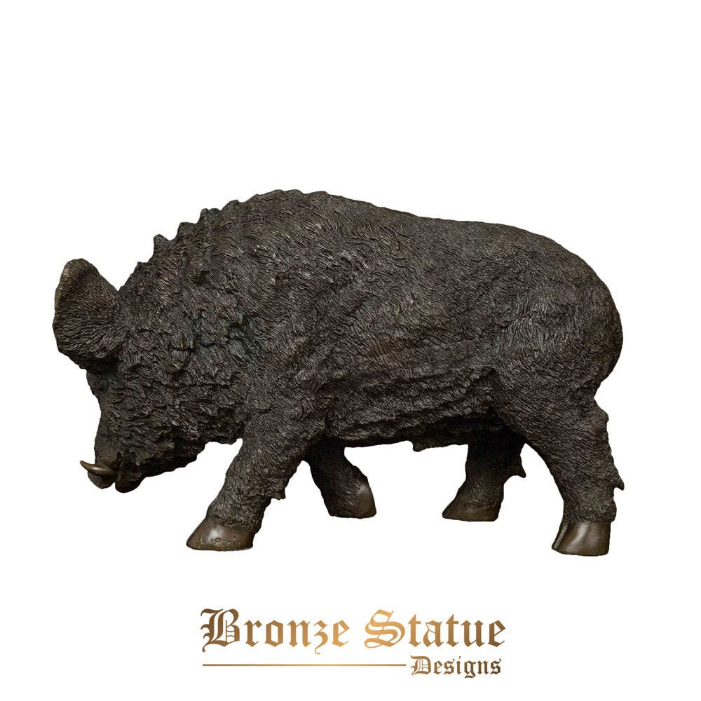 Wild boar pure bronze statue animal sculpture wildlife pig art home living room decor ornament