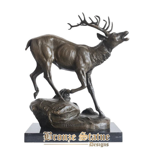 Wild animal sculpture deer statue hot cast bronze wildlife figurine art for living room desk decor ornament