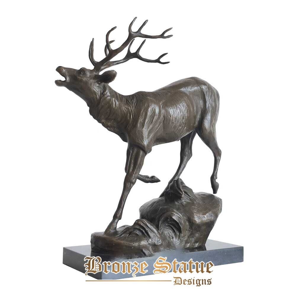 Wild animal sculpture deer statue hot cast bronze wildlife figurine art for living room desk decor ornament