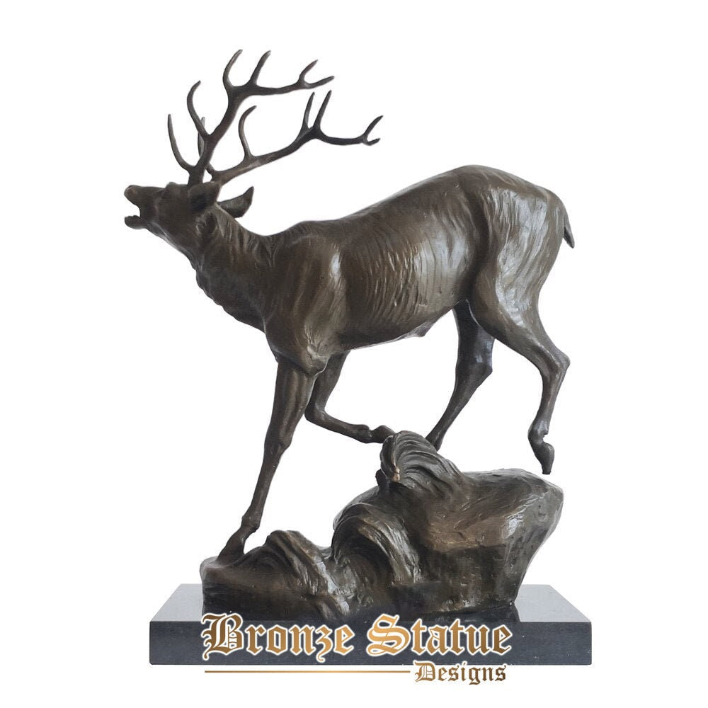Wild animal sculpture deer statue hot cast bronze wildlife figurine art for living room desk decor ornament