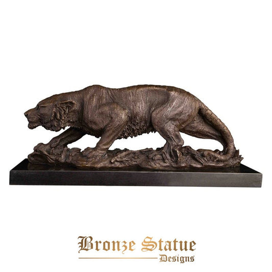 Bronze tiger statue wild animal tigress sculpture chinese zodiac wildlife art business gift office decor large