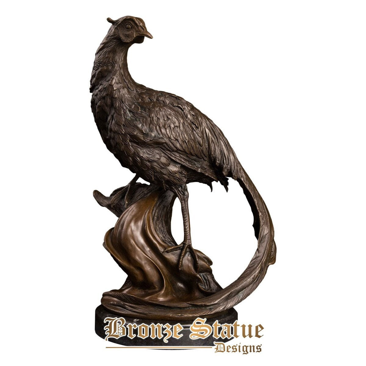 Large bronze pheasants statue figurine indoor decor wildlife animal sculpture art big birthday gift