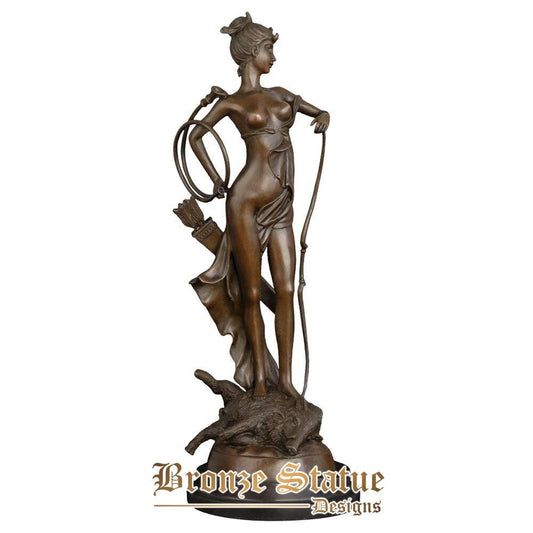 Grande estátua de bronze de diana artemis grego mito romano deusa da caça e da lua escultura arte decoração de escritório em casa 50 cm de altura