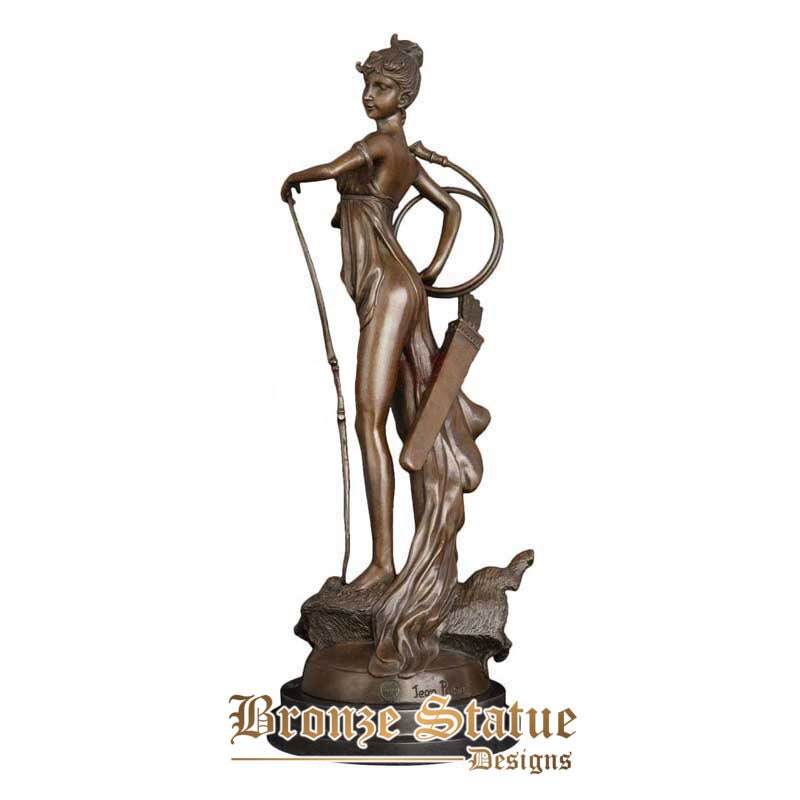 Large diana artemis bronze statue greek roman myth goddess of hunting and moon sculpture art home office decoration 50cm tall