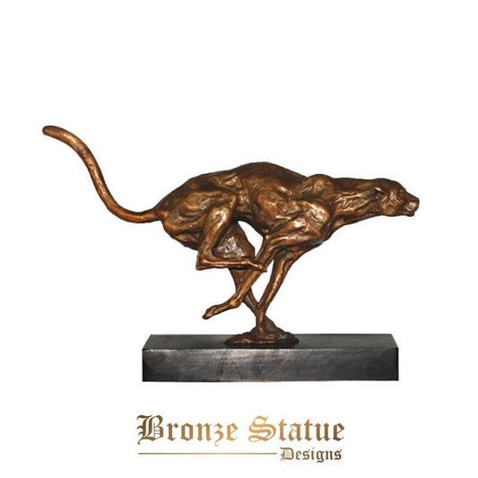 Running leopard sculpture hot cast bronze wildlife animal statue figurine art high-end business gift decoration