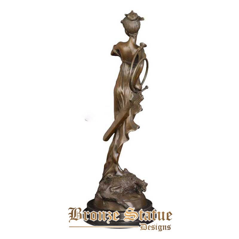 Large diana artemis bronze statue greek roman myth goddess of hunting and moon sculpture art home office decoration 50cm tall