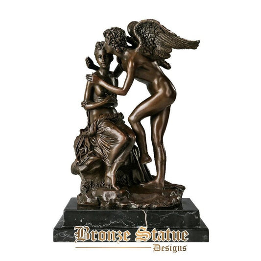 Angel kiss bronze statue couple love sculpture antique figurine art anniversary gifts wedding decor ornament