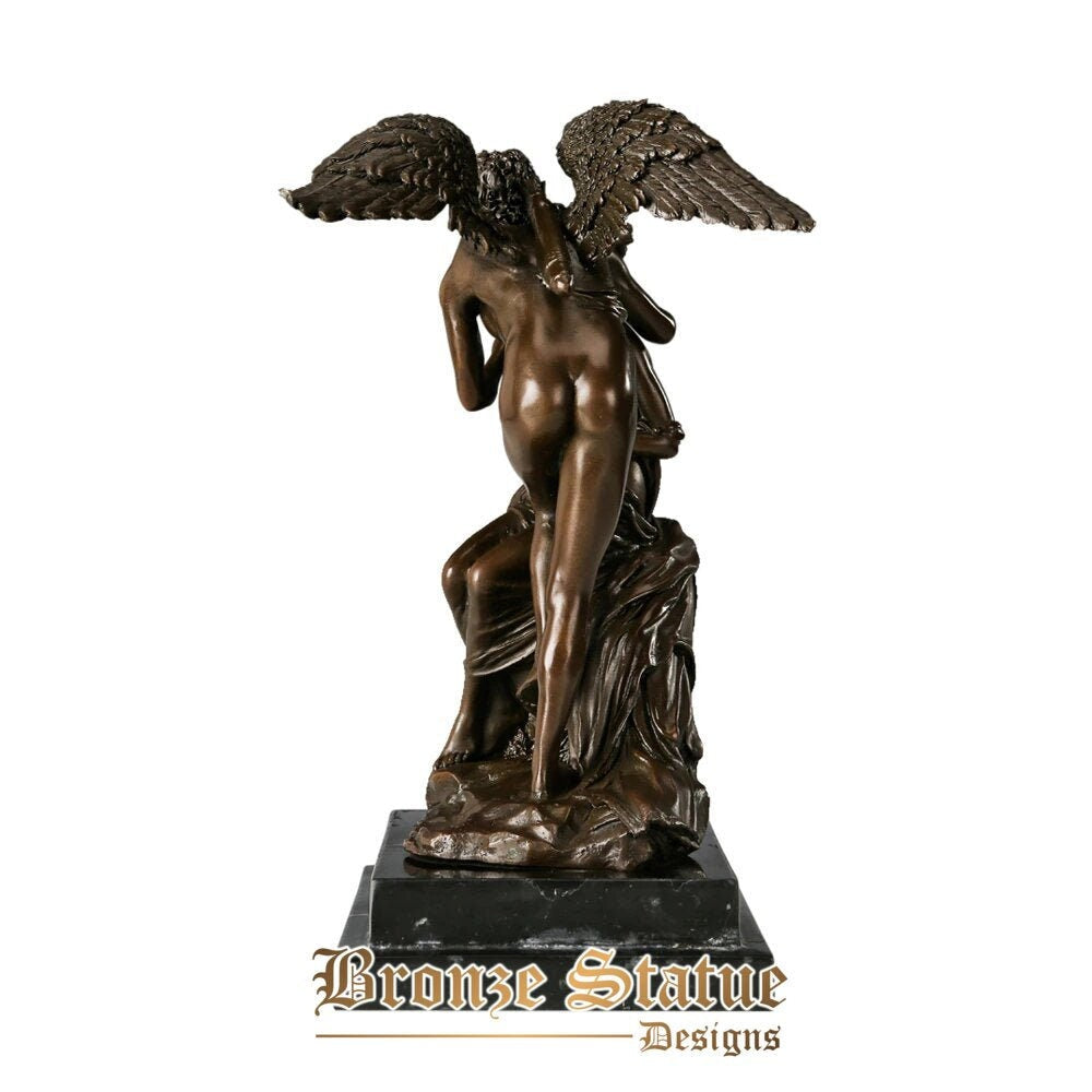 Angelo bacio statua in bronzo coppia amore scultura antica figurine arte regali di anniversario decorazione di nozze ornamento
