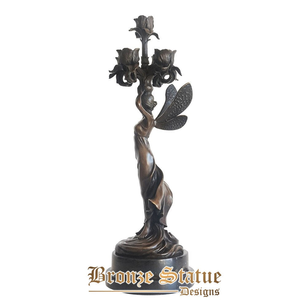 Estátua de castiçal de bronze feminino castiçal de donzela escultura arte decoração de mesa para casa