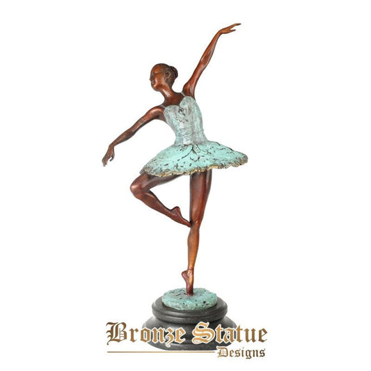 Ballet swan dance girl statue sculpture female ballerine modern art upscale gift home office ornament bronze green