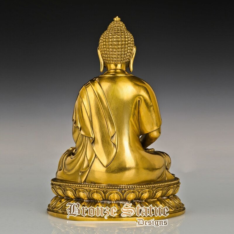 Amitabha estátua estatueta buda escultura arte bronze dourado decoração para casa