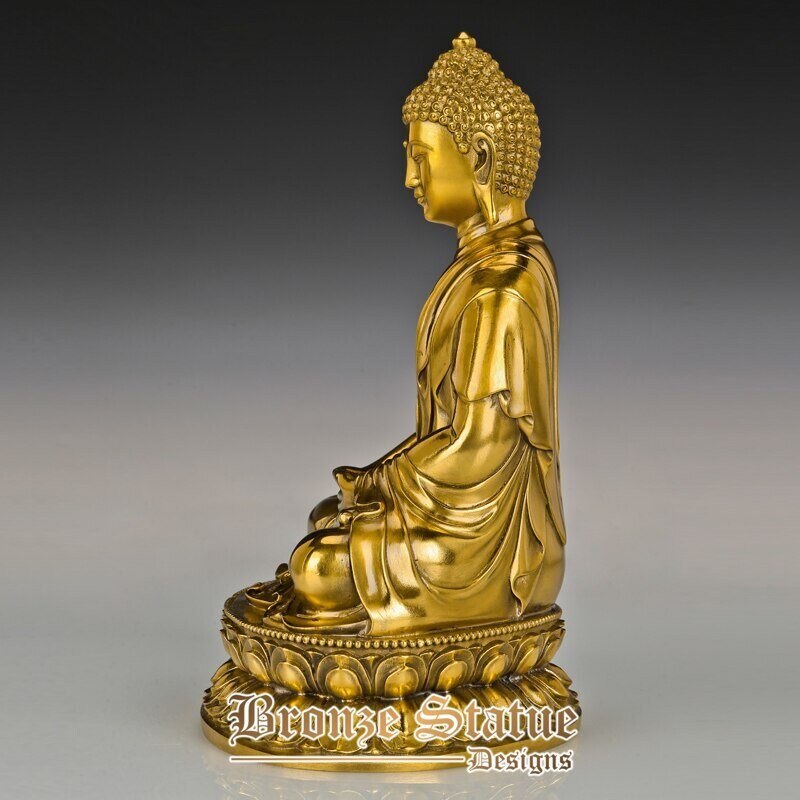 Amitabha estátua estatueta buda escultura arte bronze dourado decoração para casa