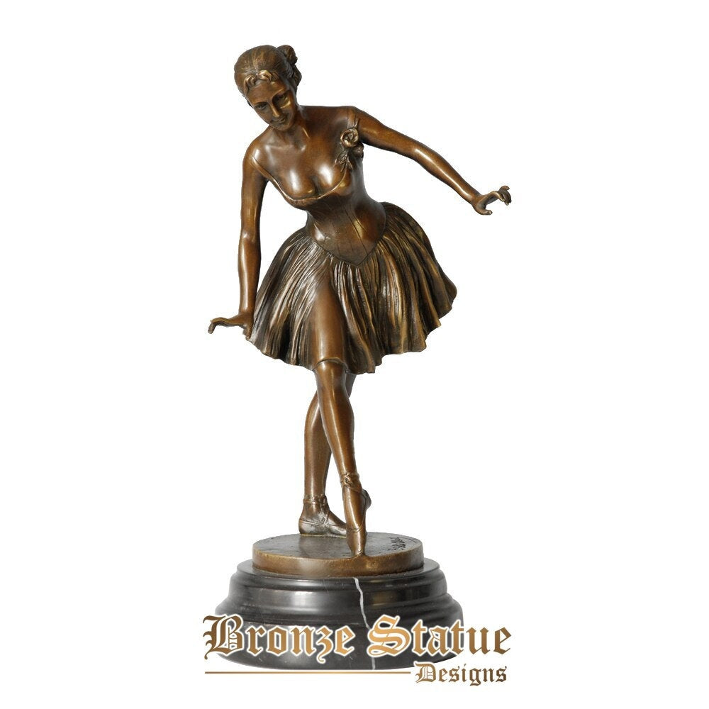 Bronze ballet dance european woman statue modern female sculpture art marble base hot casting girl birthday gifts