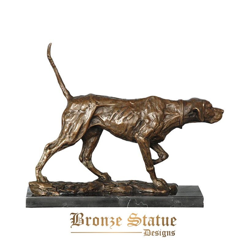 Bronzo cacciatore cane statua animale scultura arte di classe base in marmo caldo cast splendida decorazione