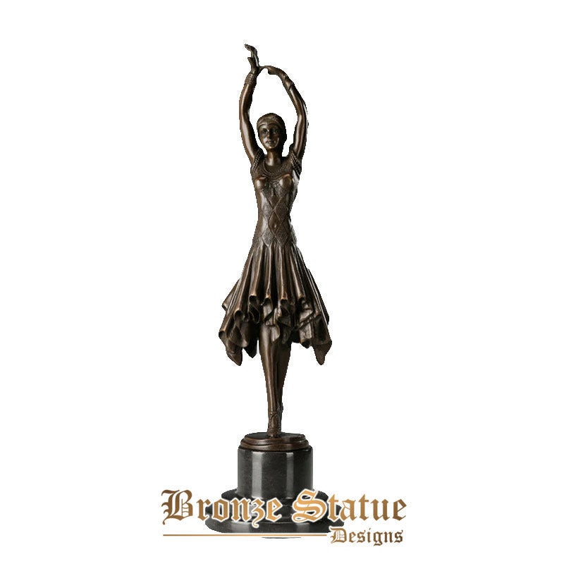 Bronze female dancer sculpture girl dancing statue figurine modern art for dance room home decor