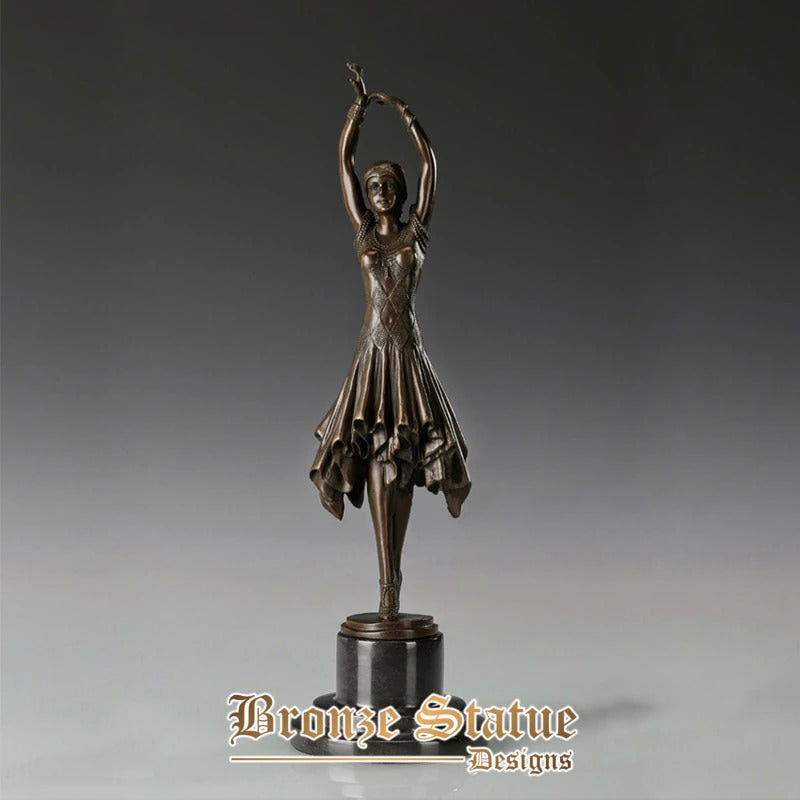 Bronze female dancer sculpture girl dancing statue figurine modern art for dance room home decor