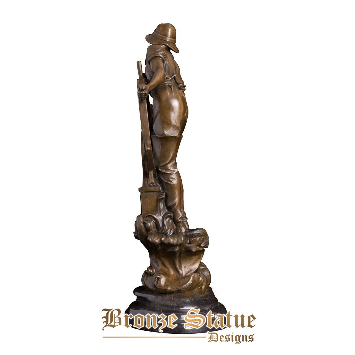 Bronze helmsman statue nautical captain man sculpture figurine famous vintage western art home decor