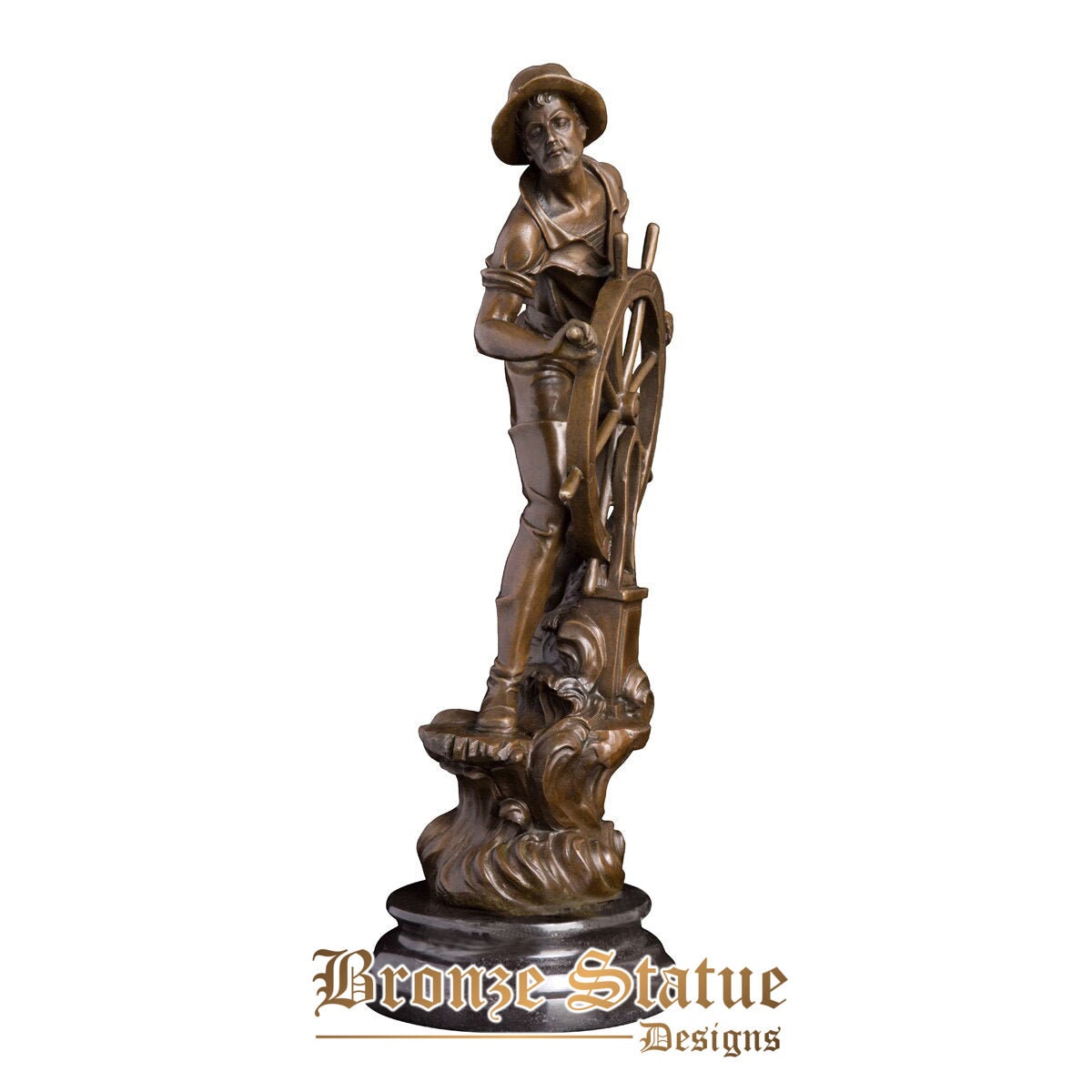 Statua di bronzo timoniere capitano nautico uomo scultura figurine famoso vintage western art home decor