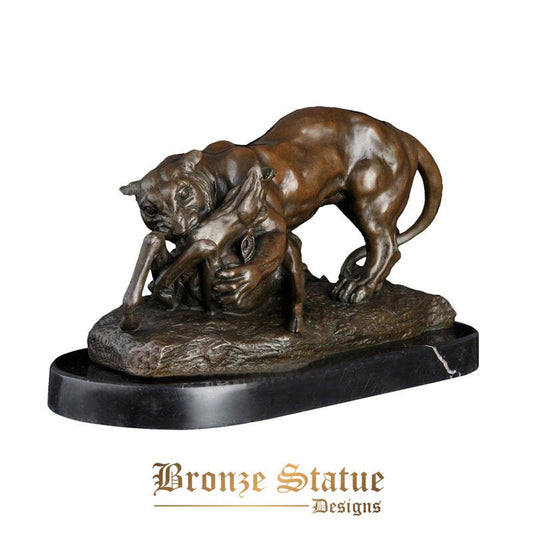 Estátua de esculturas de caça ao leão de bronze estatueta vintage fundição a quente presentes vintage high-end decoração de arte