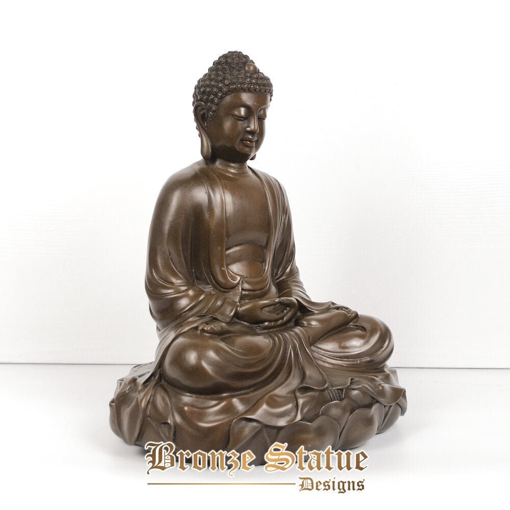 Pure bronze amitayus sculpture amitabha buddha statue religious brass figurine buddha art handicrafts