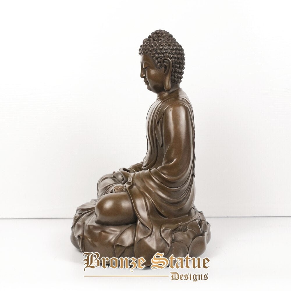 Pure bronze amitayus sculpture amitabha buddha statue religious brass figurine buddha art handicrafts