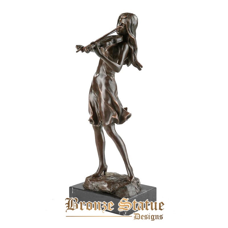 Femmina violinista scultura violinista statua bronzo fuso caldo squisita musica moderna arte ragazza camera decorazioni per la casa ornamento