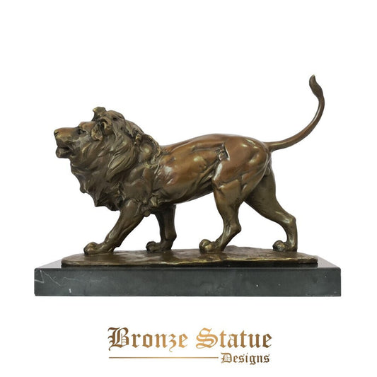 Male lion statue bronze feral wildlife animal sculpture antique art home office decoration accessories