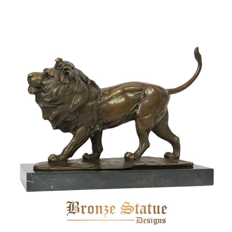 Statua di leone maschio bronzo selvaggio fauna animale scultura arte antica accessori per la decorazione dell'ufficio domestico