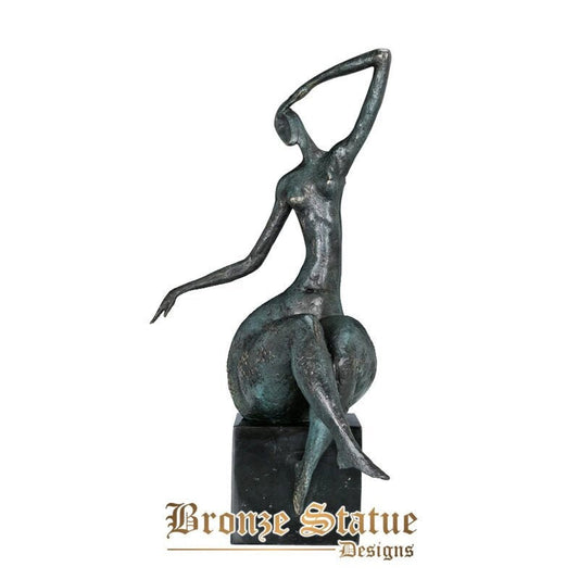 Novelty european abstract woman bronze sculpture statue green modern art western female figurine upscale home decor