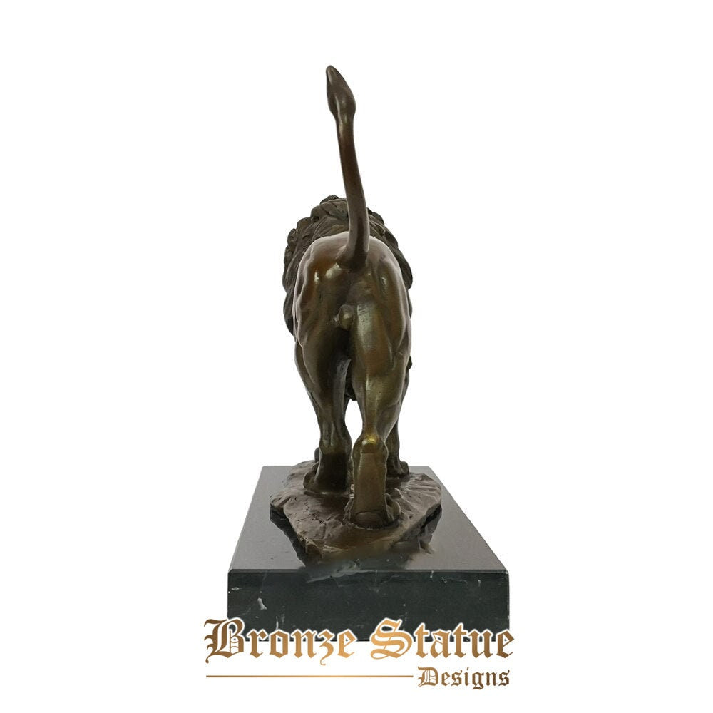 Male lion statue bronze feral wildlife animal sculpture antique art home office decoration accessories