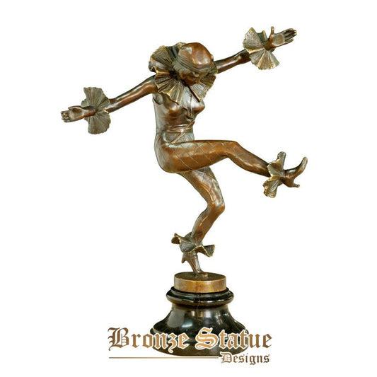 Bronze Western Dance Woman Statue Skulptur Vintage weibliche Kunst Marmorsockel wunderschöne Wohndekoration