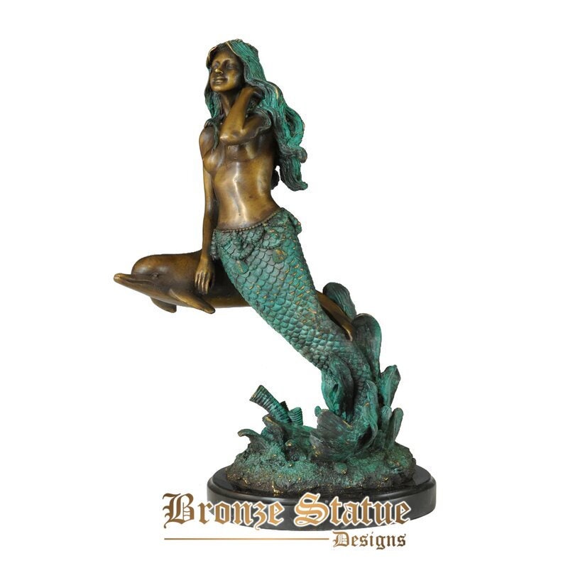 Mermaid statue sculpture vintage classic art bronze brass hot casting classy birthday gifts home decor