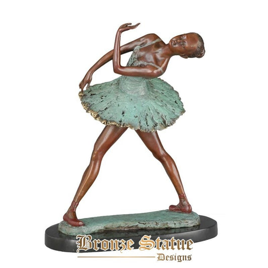 Ballerina statue female girl dance sculpture modern dancing art bronze greenish fine living room girl's room decoration gifts