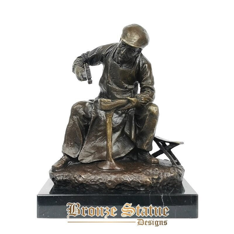 Bronze shoemaker sculpture statue western man figurine art perfect home cabinet decoration ornament